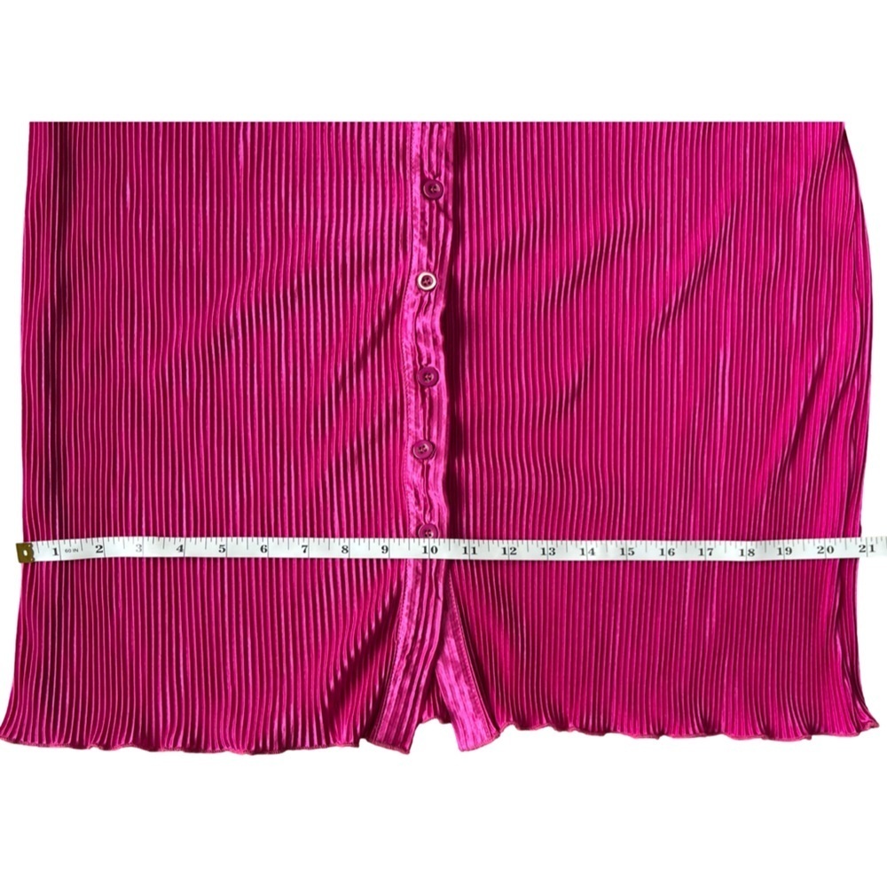 Peppermayo Pink Pleated Button Down Long Sleeve Flirty Mini Dress - Size 0 - Picture 9 of 15